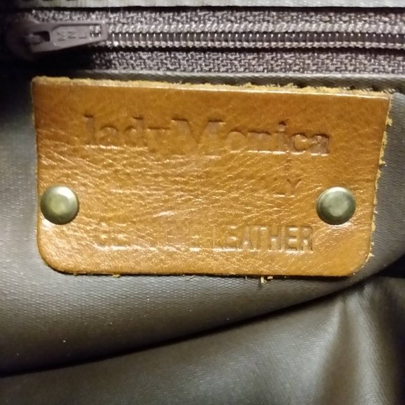 Lady Monica Tan Italian Leather Backpack/Purse w/Checker Design Flap main image 4